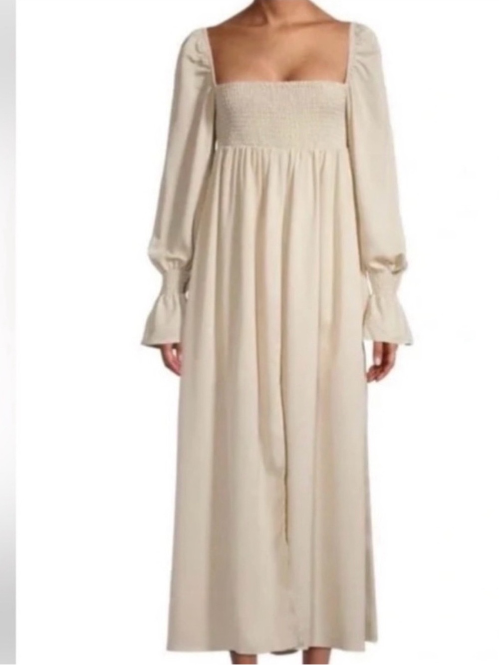 We wore that Cream Long Sleeve Smocked Maxi Dress- size medium